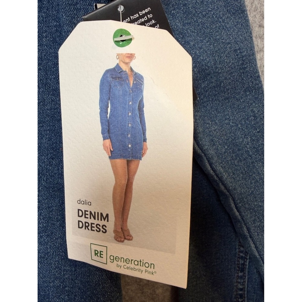 REgeneration by Celebrity Pink Dalia Denim Dress Blue Long Sleeve Mini S NEW - Picture 6 of 15